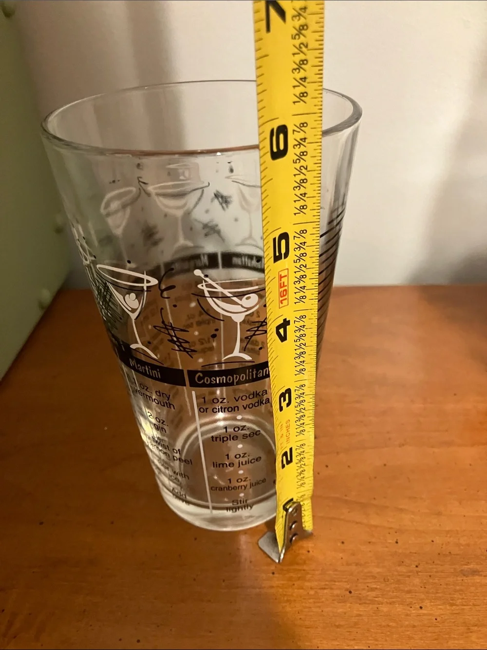 Clear Cocktail Bartender Recipe Mixing Glass Vintage Style